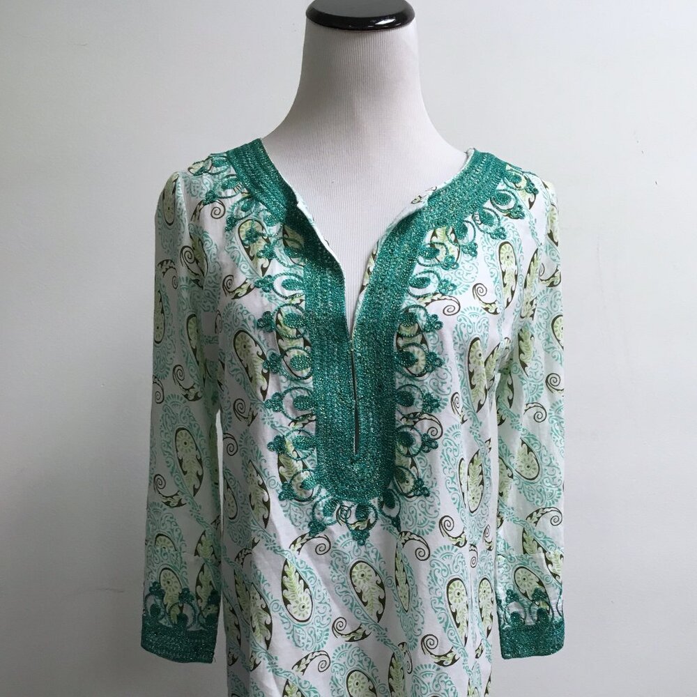 Calypso St Barth turquose caftan top cover up XS